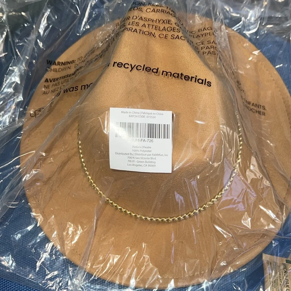 SUMMER & ROSE Fedora with Chain Camel Color - NWT